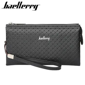 

2019 Baellerry Men Clutch Wallets Large Capacity Business PU Leather Men Wallet High Quality Zipper Hand Strap Solid Male Purses