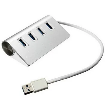 

High Quality Speed USB 3.0 5Gbps Aluminum 4 Port Splitter Hub Adapter for PC Mac Win 7/8 Silver