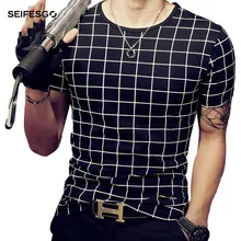 Tough Guys 2017 Summer Fashion Brand Clothing Luxury Short Sleeve Mens T Shirt Good Quality Plaid