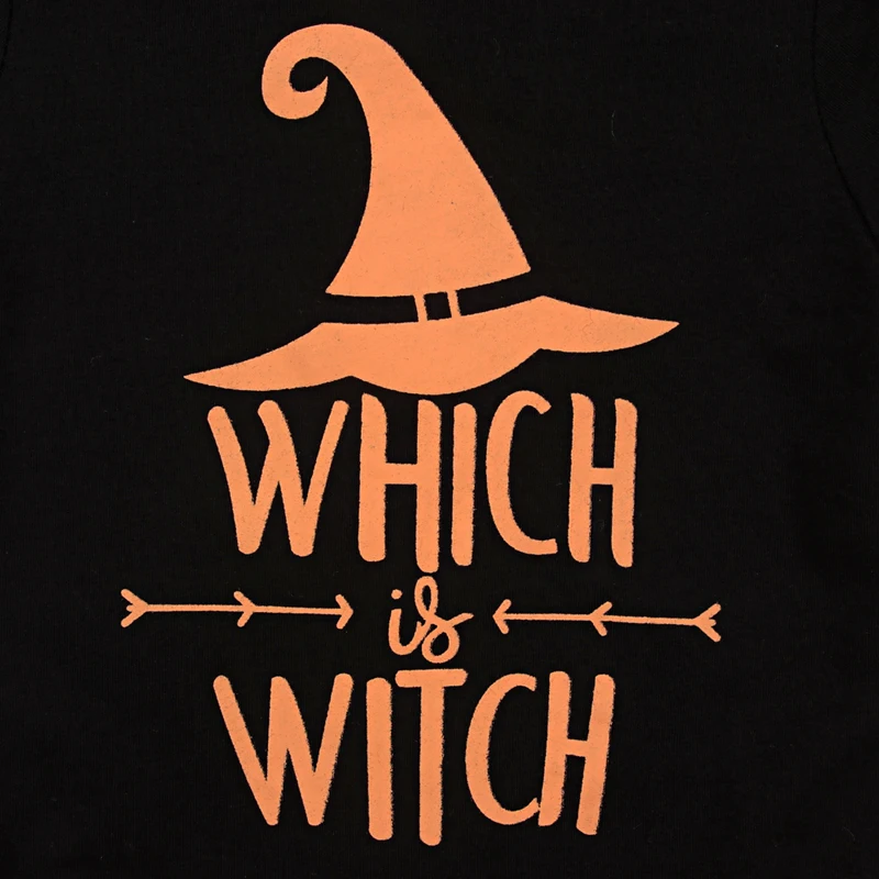 2018 New Arrival Halloween Witch Printed Black Cotton Bodysuit Jumpsuit Baby Boy Girls Costume 4-24 Months
