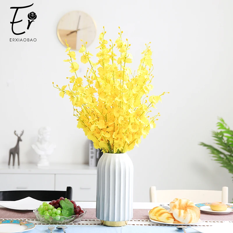 Erxiaobao 5 шт./лот желтые искусственные цветы Oncidium розовые фиолетовые шелковые