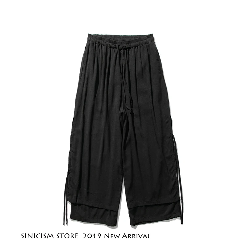 Sinicism Store, мужские широкие брюки, летняя одежда, хлопок, лен, свободные, мужской ханьфу, китайский стиль, мужские длинные штаны, 3XL