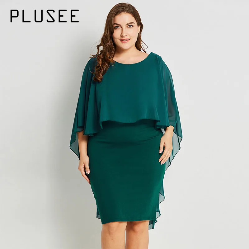 

Plusee Dress Plus Size 3XL 4XL Women 2017 New Autumn Solid Pencil Backless Patchwork Zipper Empire Fashion Plus Size Women Dress