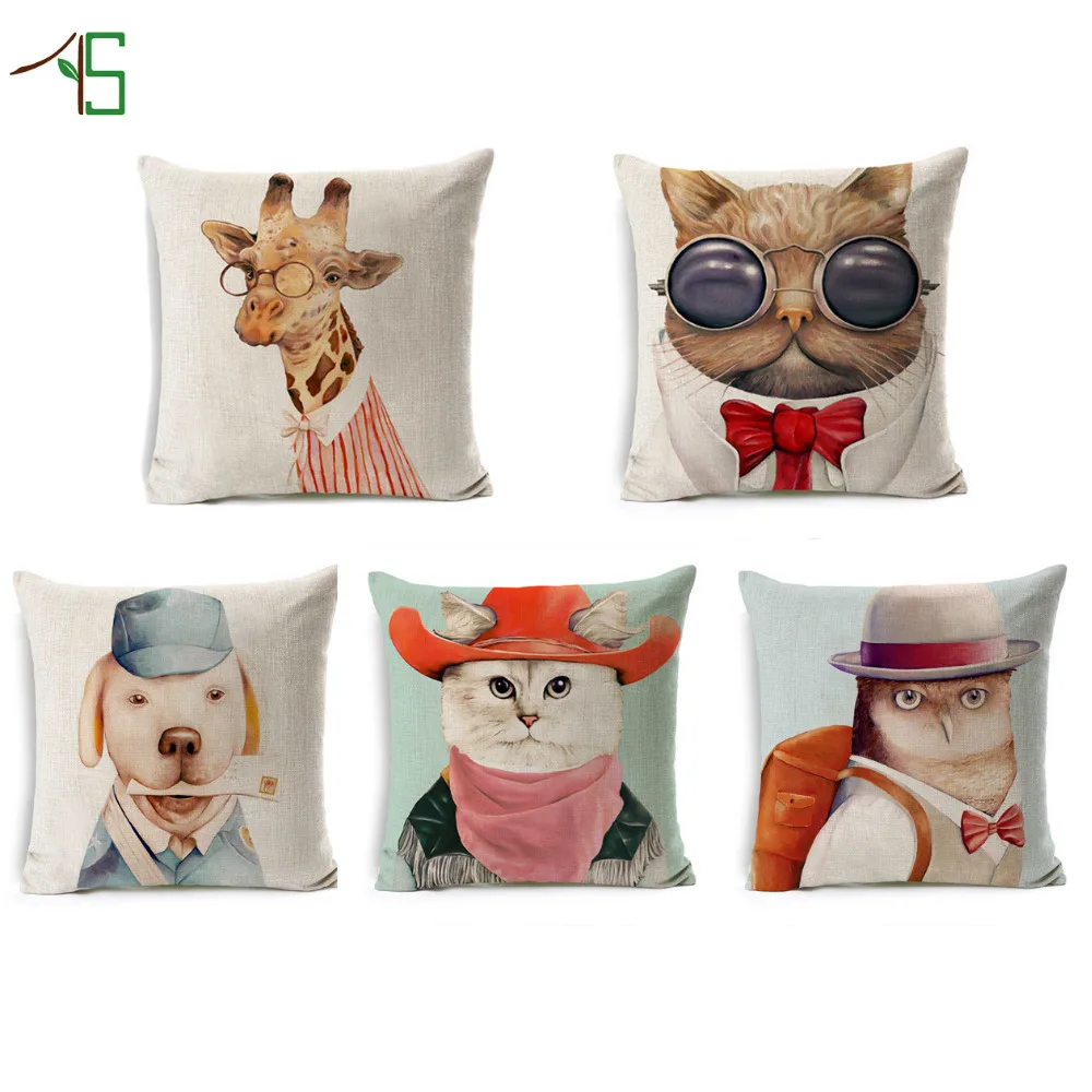 New Arrival Cute Printed Cushion Cover Cartoon Animal for Home