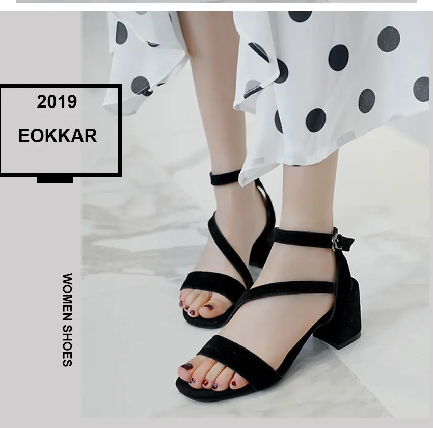Eokkar/ г. женские босоножки модные Универсальные летние туфли-лодочки на высоком квадратном каблуке женские туфли-лодочки с открытым носком и ремешком на лодыжке, большие размеры 34-43