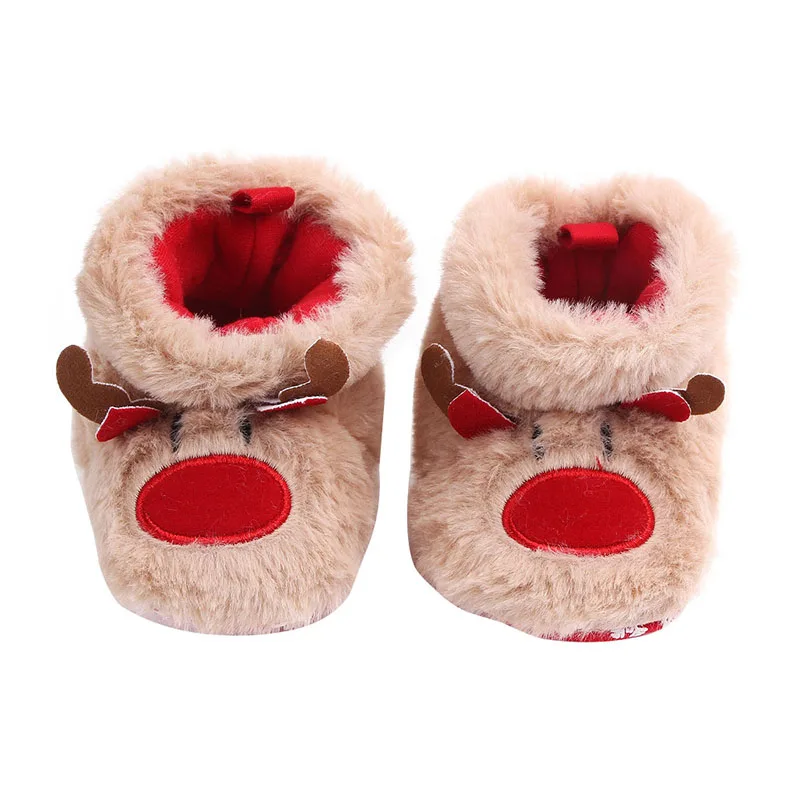 Рождественская Детская обувь; Милая зимняя теплая обувь для маленьких девочек; модная Рождественская обувь для малышей - Цвет: Шампанское