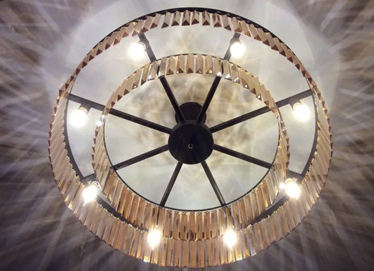 Американский RH стеклянный Хрустальный Потолочный подвесной светильник, светодиодный Круглый круглый потолочный светильник для гостиной, столовой, ретро
