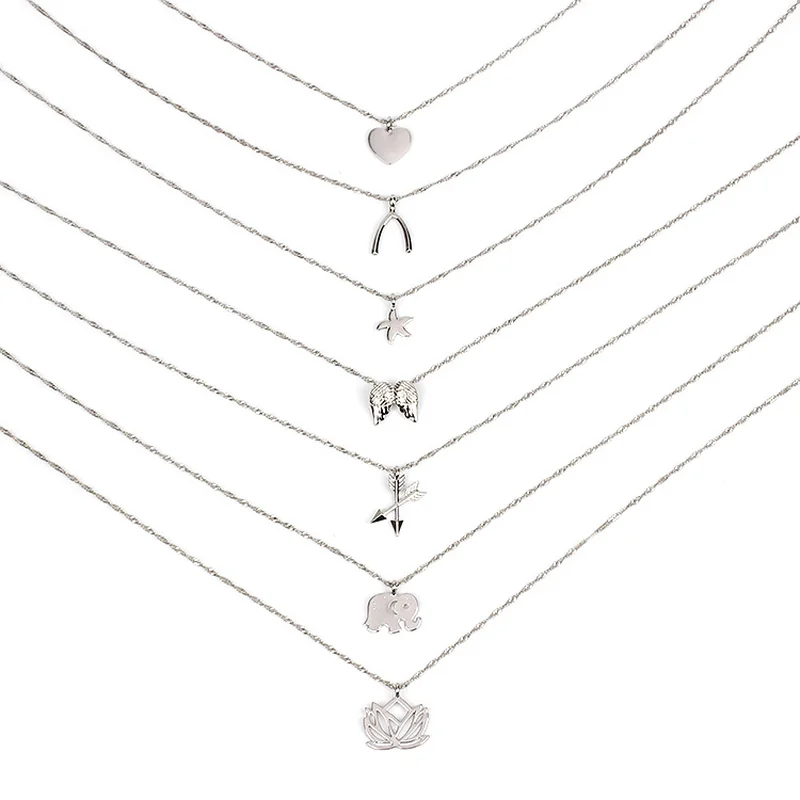 

Fashion Metal Necklace Combination Set Love Elephant Clavicle Chain Popular Individuality Wild Joker Gift for Women