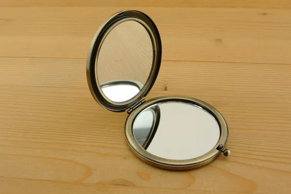 Qualidade em Branco Moldura de Espelho de Bolso Presente para Ela 70mm de Alta Compacto Fazer um 8 Espelhos para maquiagem