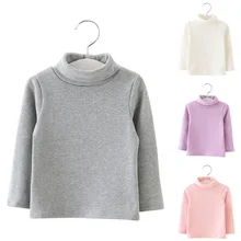 Футболка с длинными рукавами и высоким воротником для маленьких девочек; базовые хлопковые осенне-зимние топы; 88; S7JN