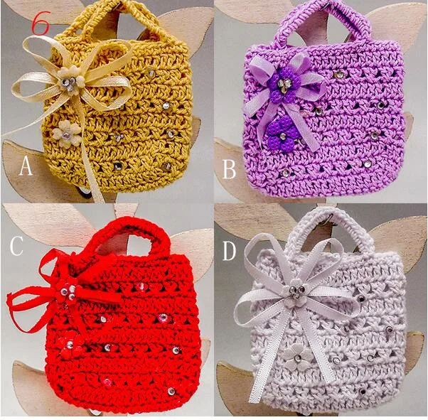

free shipping knitting Highlights handbag shape wedding favor bags with bow-knot 300 pcs/lot ,LV170