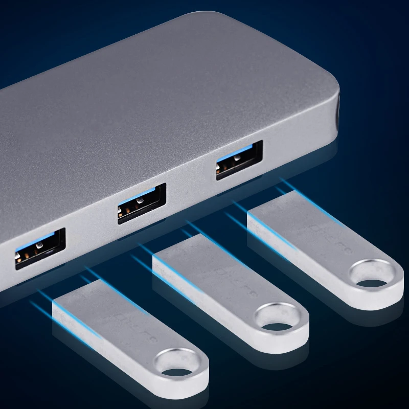 ULT-BEST 8-в-1 3Usb Порты и разъёмы Тип-C концентратор USB док-станция для Поддержка 4K x 2K Hdmi Vga Sd/устройство для считывания с tf-карт Pd зарядки Порты и разъёмы адаптер мульти-F