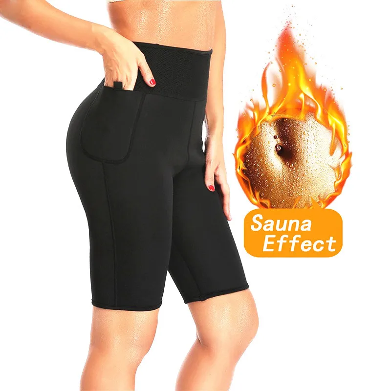 NINGMI Slimming Sauna Pant Hot Thermo Neoprene Sweat Capris Fat Burner Shapewear Fitness Body Shaper Control