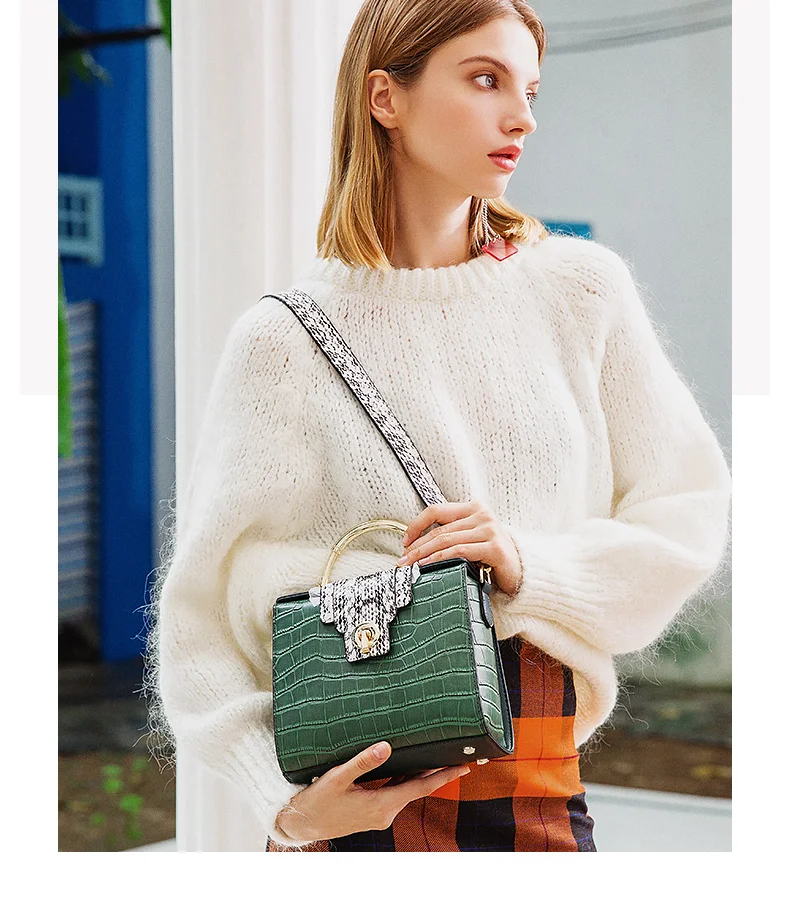 

Genuine Leather Women Handbags Luxury Designer 2019 Women Handbags Crossbody Shoulder Messenger Bag Crocodile Pattern Casual Tot