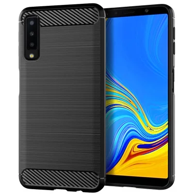 For Samsung Galaxy A7 2018 Case Soft silicone Carbon Fiber Armor Shockproof Protect back cover case for A750 | Мобильные телефоны и