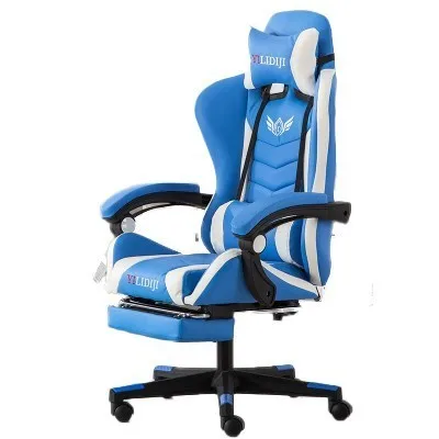ЕС может лежать Современный Лаконичный доудлер для работы в офисе Игры Бытовой вращающийся стул silla gamer poltrona комфорт - Цвет: blue footrest