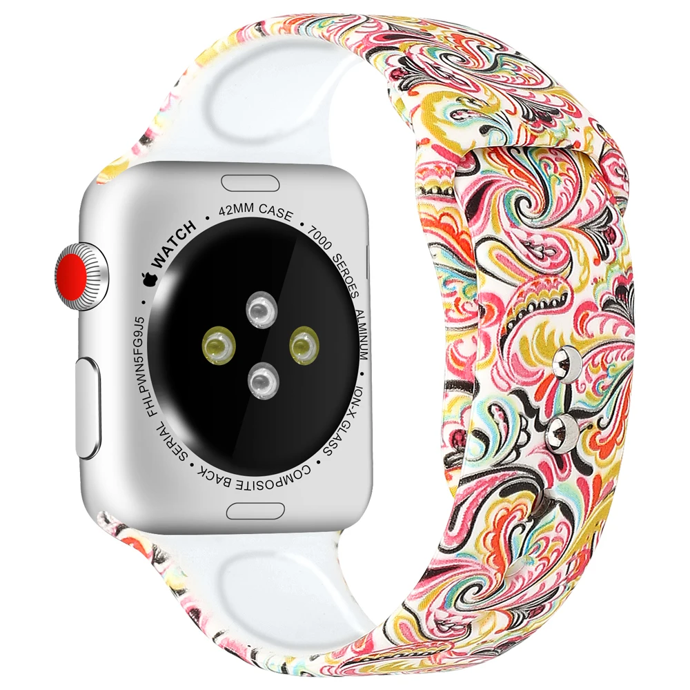 Silicone strap for Apple watch band 42mm 38mm iWatch band 44mm 40mm Printing watchband bracelet Apple watch 4 3 2 1 Accessories Silicone strap for Apple watch band 42mm 38mm iWatch band 44mm 40mm Printing watchband bracelet Apple watch 4 3 2 1 Accessories