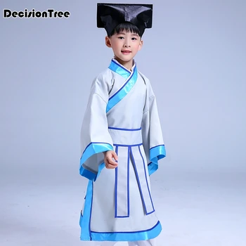 

2019 new adult childs costume chinese hanfu dress mens boys emperor king stage clothes costumes tang suit kids robe+hat set