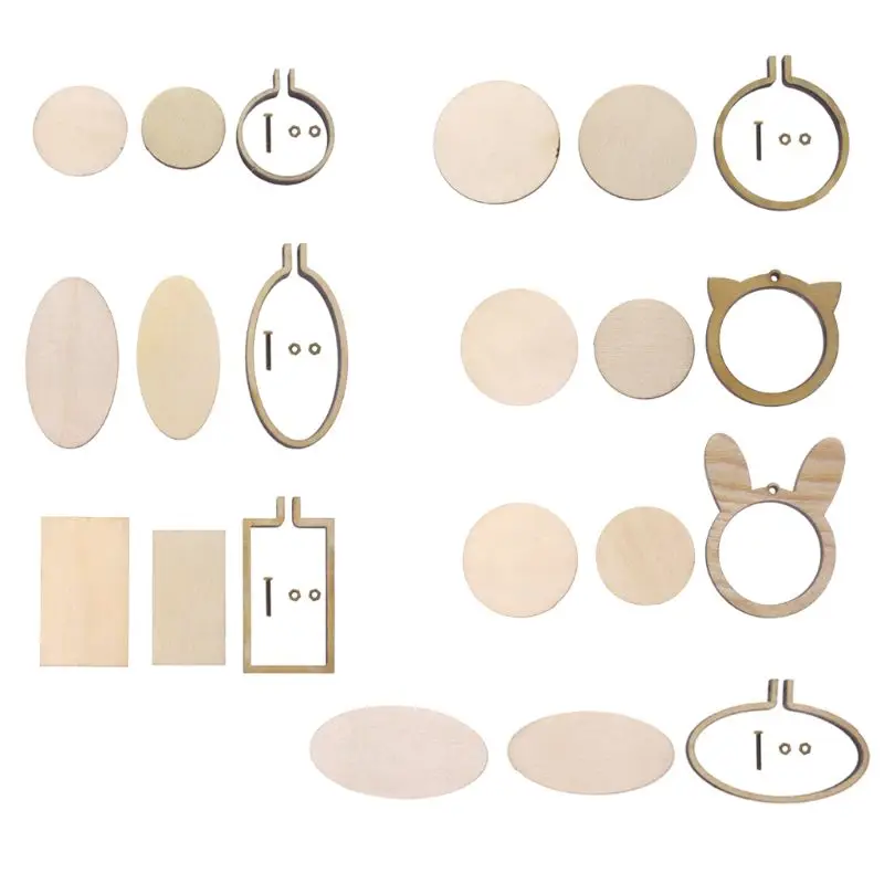 

Mini Wooden Embroidery Hoop Frame Stitching Hoop Cross Framing Earring DIY Craft