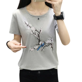 

plus size white t shirt women tops summer 2020 cotton t-shirt women tshirt embroidery tee shirt femme camiseta mujer poleras