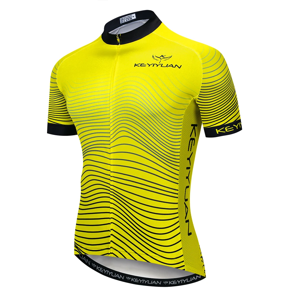 

2019 Keyiyuan spring and summer new road racing bicycle riding equipment quick-drying men's line yellow short-sleeved shirt