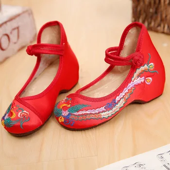 

Girls Chinese Style Shoes Kids Fashion Casual Shoes Girls Chinese Embroidered Flats Children Soft Sole Cloth Dancing Shoes C170