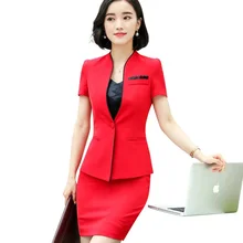 Деловой женский костюм с юбкой, летняя мода, элегантный блейзер с короткими рукавами и юбка, офисная одежда для девушек размера плюс