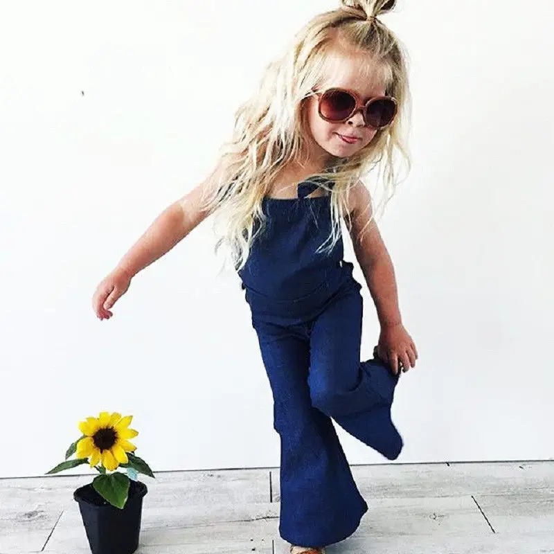Модный детский джинсовый комбинезон для маленьких девочек, комбинезон на лямках, синие джинсовые комбинезоны, одежда для подвижных игр, От 1 до 6 лет