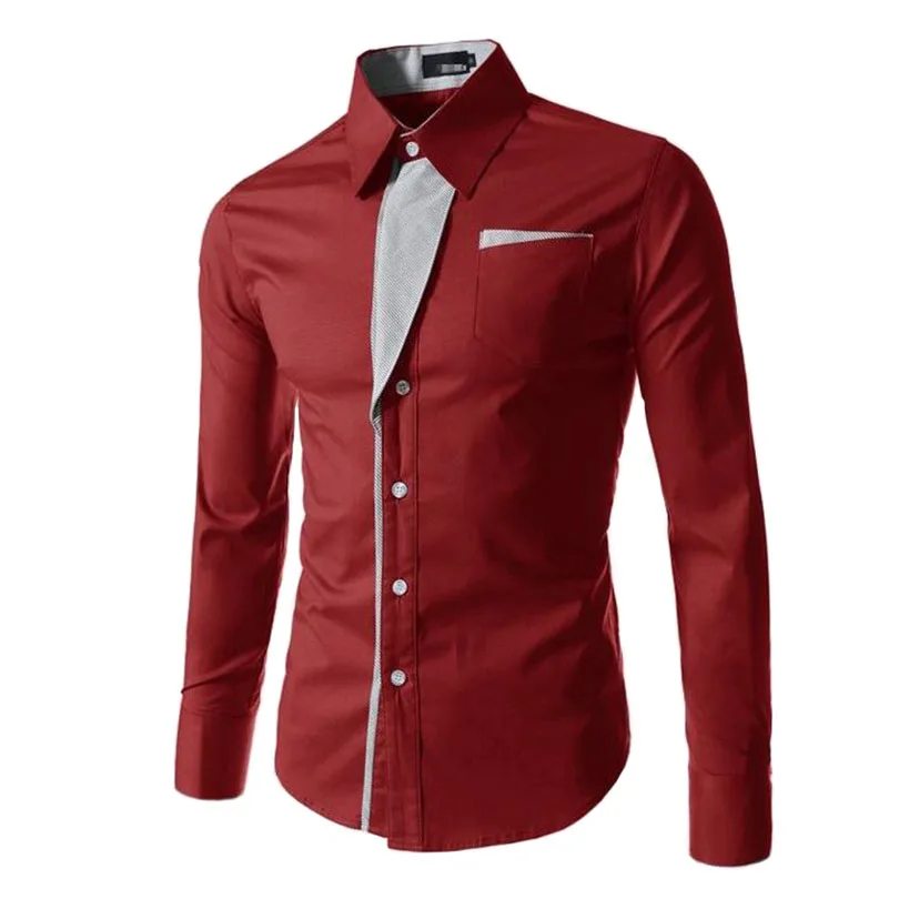 Мужская Облегающая рубашка Camisa Повседневная деловая с длинным рукавом 3XL осень