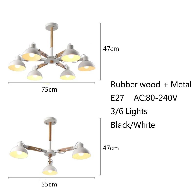  Nordic creative extension rubber wood E27 led ceiling chandelier for kitchen living room bedroom st - 32960401725