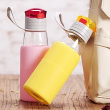 Портативная стеклянная бутылка для воды с силиконовым рукавом, спортивная чашка, стакан для питья Tazas Creativas, чайники Garrafa De Vidro, чашка для воды 50M1035