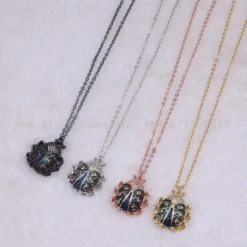 

5 strands Bee Insects pets bugs ladybug necklace for lady Bee pendants small size jewelry 18" mix color necklace pets beads 3295