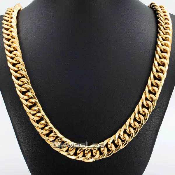 DOUBLE CURB Chain 14mm Wide Gold Plated 