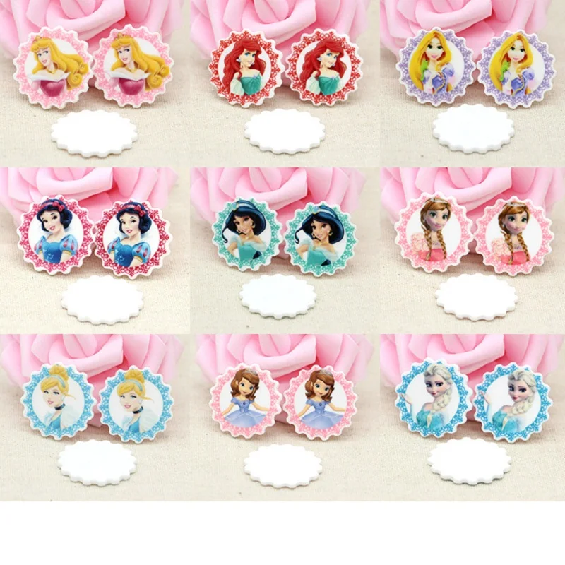 

Mixed Resin Charms Round Princess Charm For Rubber Band Hair Pin Brooch Decoration 10PCS