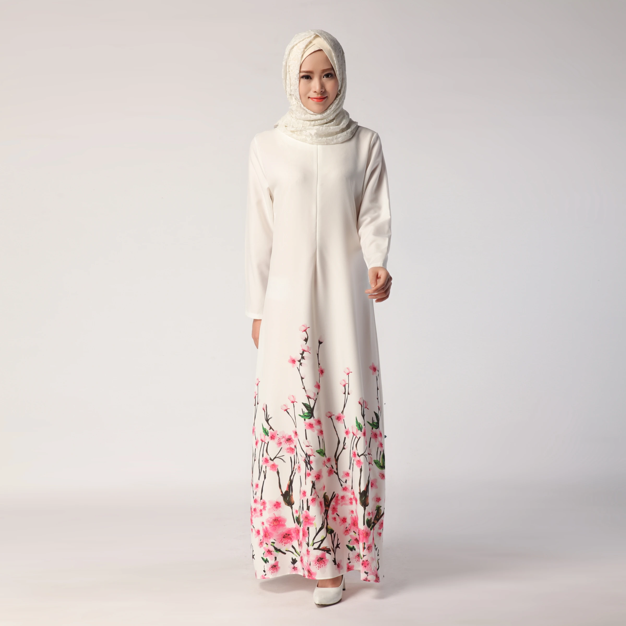 white abaya design | long sleeve abaya dress | printed abaya design