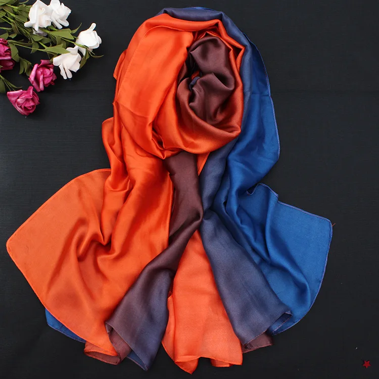 [RUNMEIFA] Модный женский шелковый шарф foulard femme мягкий тонкий сплошной пляжный парео bufanda хиджаб шали пляжное полотенце - Цвет: 3