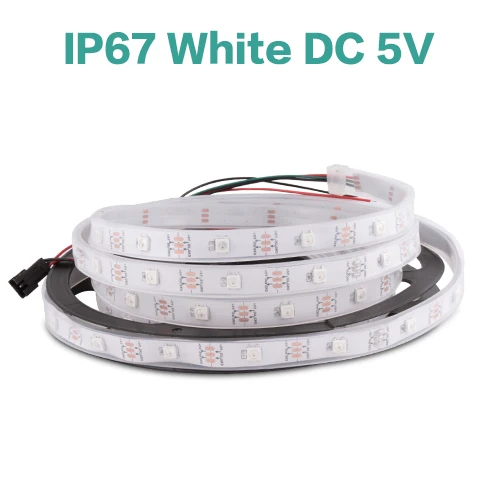 WS2812B Светодиодные ленты DC 5V чёрно-белые печатные платы умный прибор приемно-пикселей WS2812 IC 30/60/144 светодиодный s RGB 50 см 1 м 2 м 3 м 4 м 5 м 17Key бар - Испускаемый цвет: IP67 WHITE