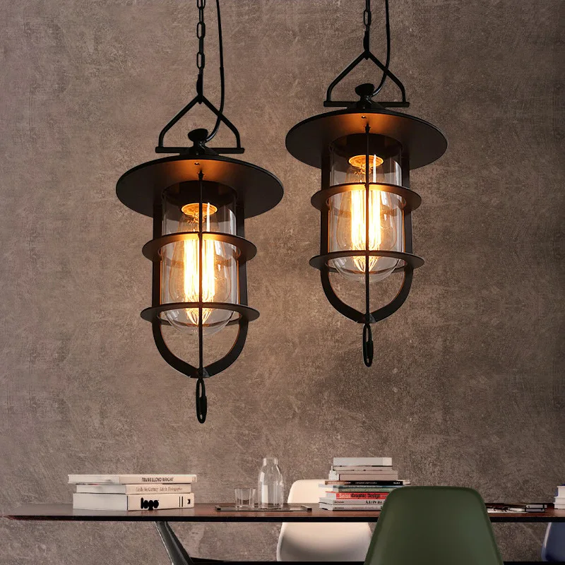 

retro industrial E27 pendant light single head restaurant bar shop bar cafe iron pendant lamp small iron bird cage