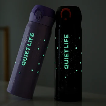 

Thermos Cups Luminous Vacuum Flask Stainless Steel Hot Cold Water Bottle Student Women Portable Travel Cup 24-hour Insulation