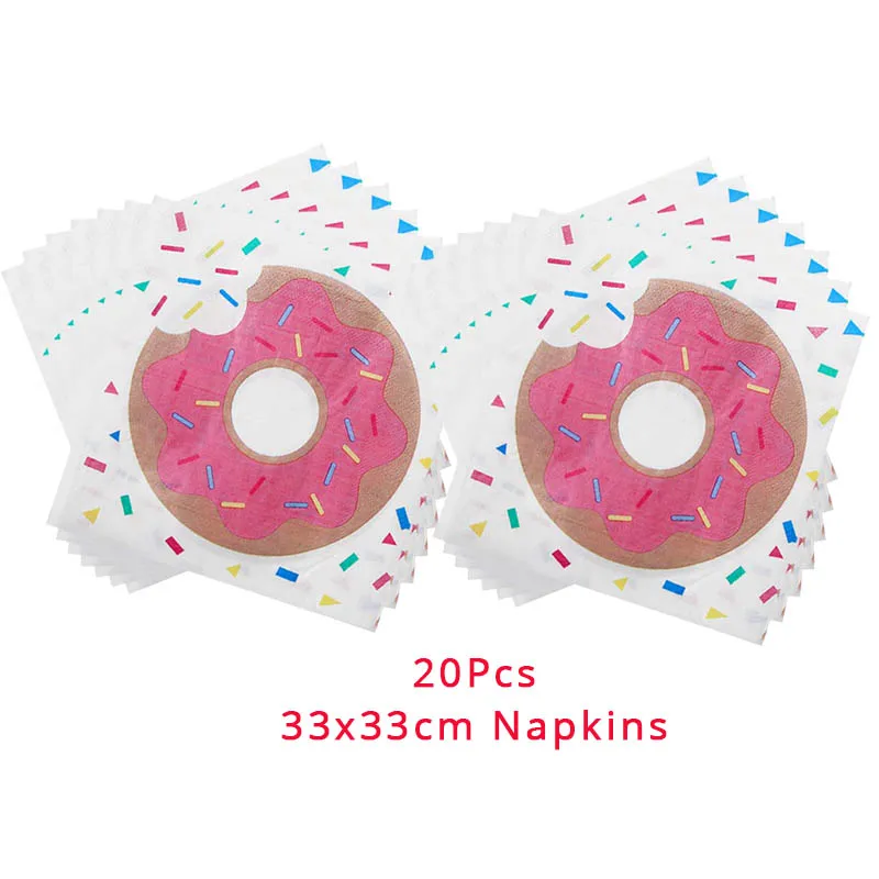 Donut Party Donut Wall Wedding Party Decoration Disposable Tableware Set Ice Cream Party Balloons Kids 1st Birthday Decorations - Цвет: 1Pack napkins