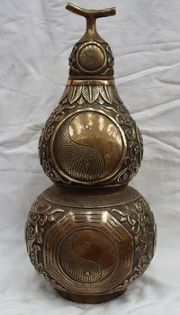

15" Lucky Chinese Copper Fengshui Flower Spirit Jixiang Ru yi Cucurbit Gourd K