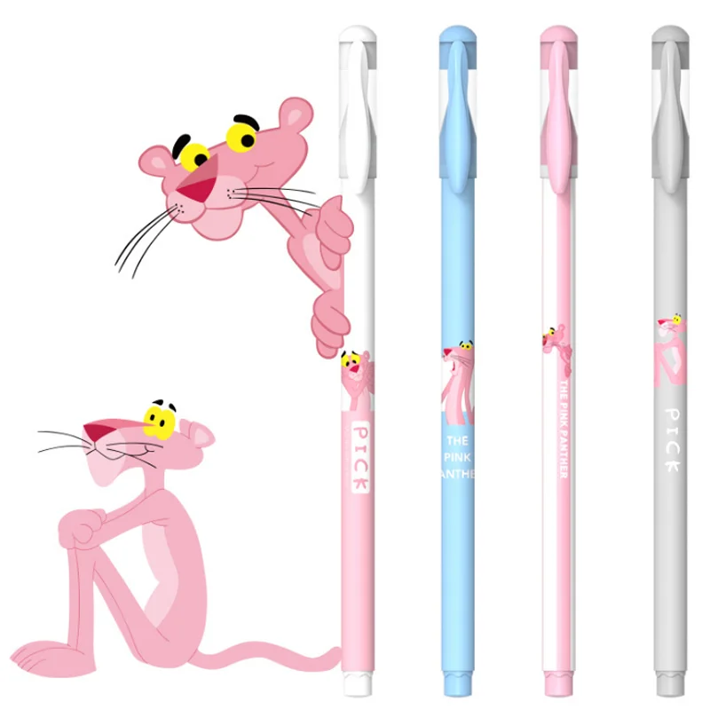 

4 Pcs/set Lovely Pink Panthers Erasable Gel Pen Refills Black Ink Black Colored Magical Writing Neutral Pen Stationery Supplies