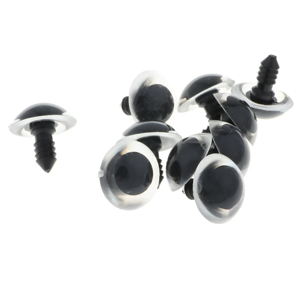 100pcs 10 Colors Plastic Round Safety Eyes + Glitter Nonwovens + Washers For Teddy Bear Soft Stuffed Toy DIY 16mm/18mm/20mm/24mm