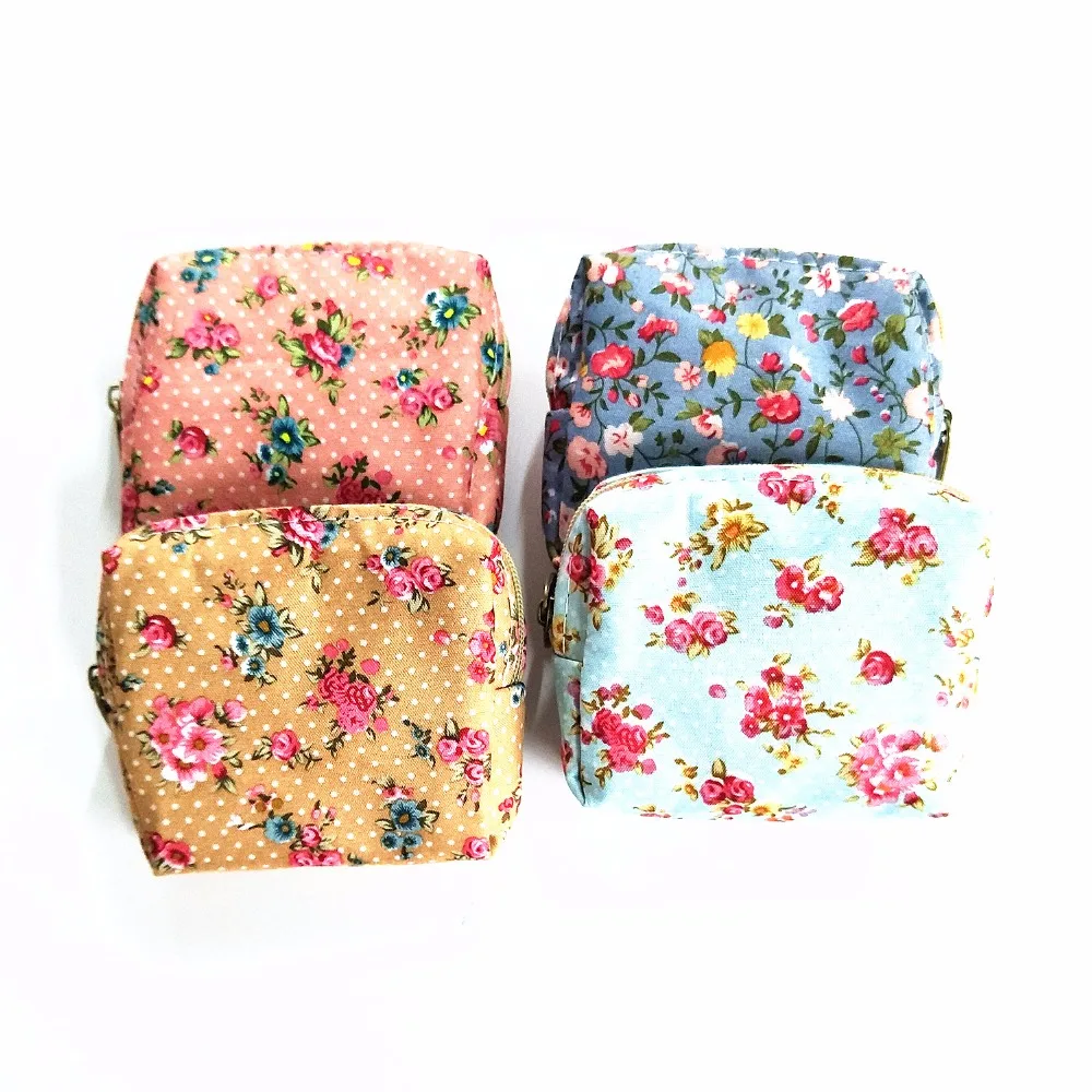 M067 New Cute Women Purses Small Flower Elegant Mini Square Cotton Purse Bag Coin Purse Women ...