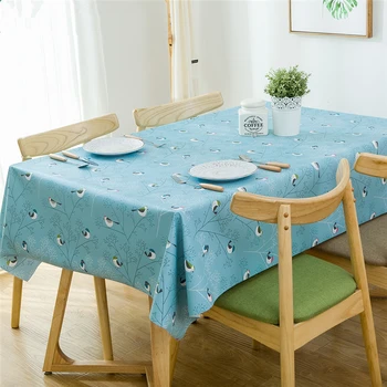 

Lovely Cartoon Bird Waterproof Tablecloth Fabric Table Cover Pastoral Pvc Table Cloth For Table Decor Oilproof For Home Kitchen