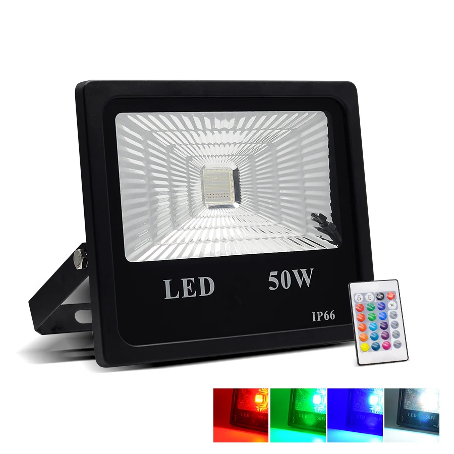 

RGB Floodlights Romote Control AC85-265V 10W/20W/30W/50W Lighting LED Outdoor Spotlight IP66 Waterproof Garden Lamp