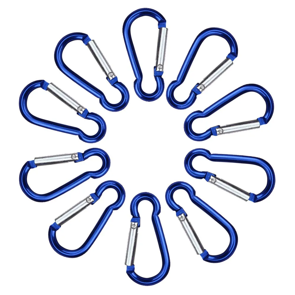 

New 10pcs 6 Color Aluminum Alloy D Carabiner Spring Snap Clip Hooks Keychain Climbing Hiking Outdoor Activities se11