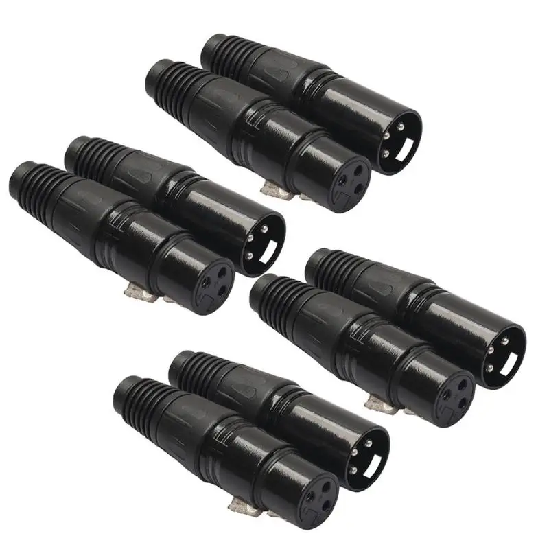 Черный 8 шт. 4 штекера гнездо XLR 3Pin микрофон аудио кабель Разъемы для DIY