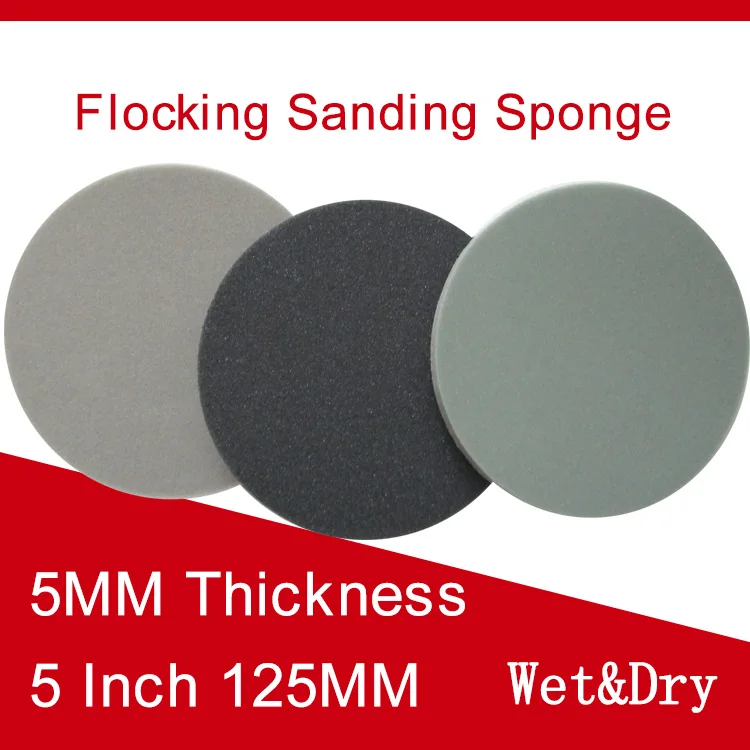 5Pcs 3" 75mm Wet Dry Sponge Foam Sandpaper Hook Loop 500-3000 Grit Car Papers #w 