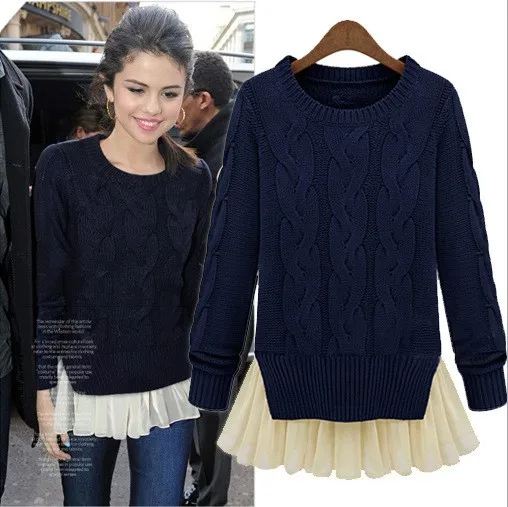 Online Shop women sweater winter vintage pullover sweaters navy ...